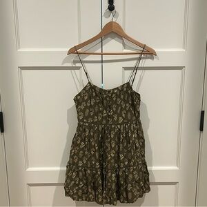 Urban Outfitters Olive Printed Babydoll Sundress